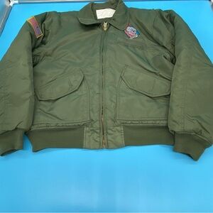Vintage Pilot Flight USAF US Air Force Ultra Force Green Bomber Jacket Size XL.